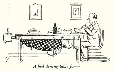 Et senge-spisebord til (litho) af William Heath Robinson