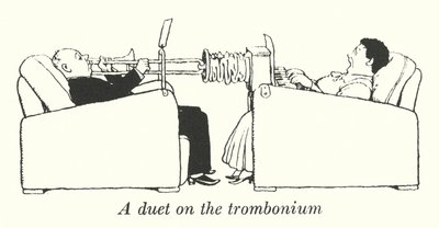 En duet på tromboniet (litho) af William Heath Robinson
