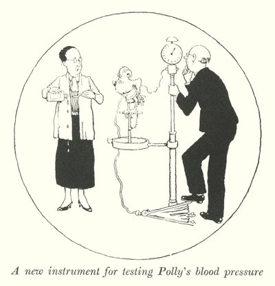 Et nyt instrument til at teste Pollys blodtryk (litho) af William Heath Robinson