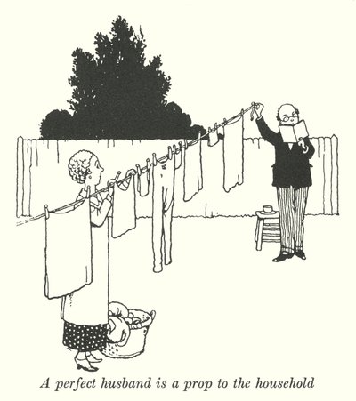 En perfekt ægtemand er en rekvisit til husstanden (litho) af William Heath Robinson