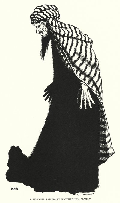 En fremmed, der gik forbi, iagttog ham nøje (gravering) af William Heath Robinson