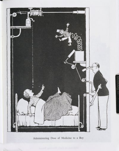 Indgivelse af medicin til en dreng, illustration fra 