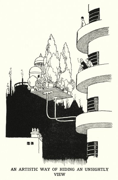 En kunstnerisk måde at skjule en uskøn udsigt (litho) af William Heath Robinson