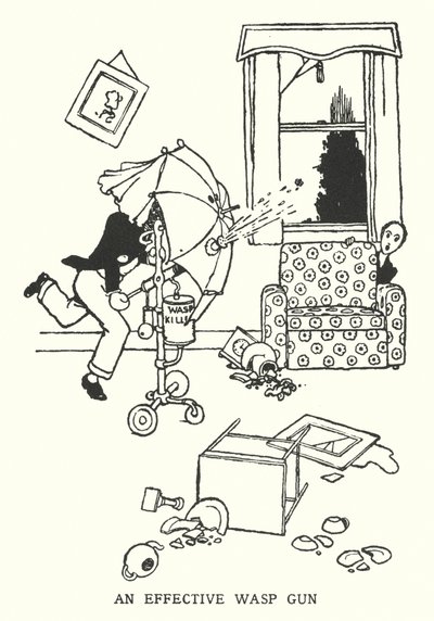 En effektiv hvepsepistol (litho) af William Heath Robinson