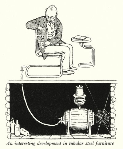 En interessant udvikling inden for rørformede stålmøbler (litho) af William Heath Robinson
