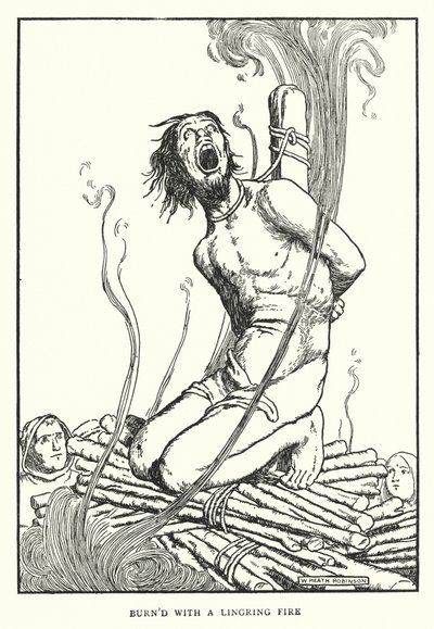Brændt med en langvarig ild (litho) af William Heath Robinson