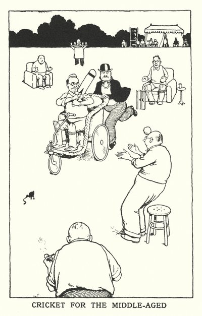 Cricket for middelalderen (litho) af William Heath Robinson