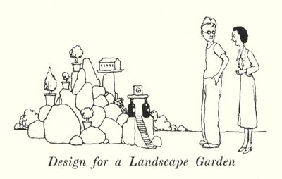 Design til en landskabshave (litho) af William Heath Robinson