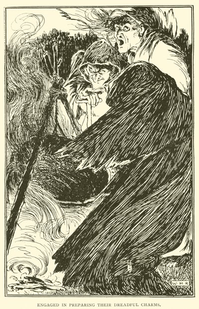 Engageret i at forberede deres frygtelige charms af William Heath Robinson