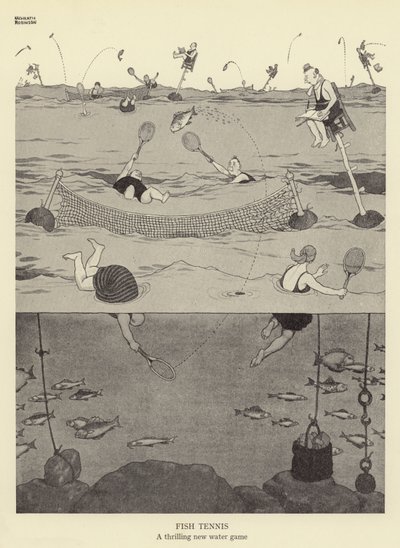 Fish Tennis, et spændende nyt vandspil af William Heath Robinson