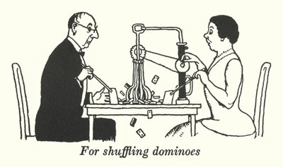 Til at blande dominobrikker (litho) af William Heath Robinson