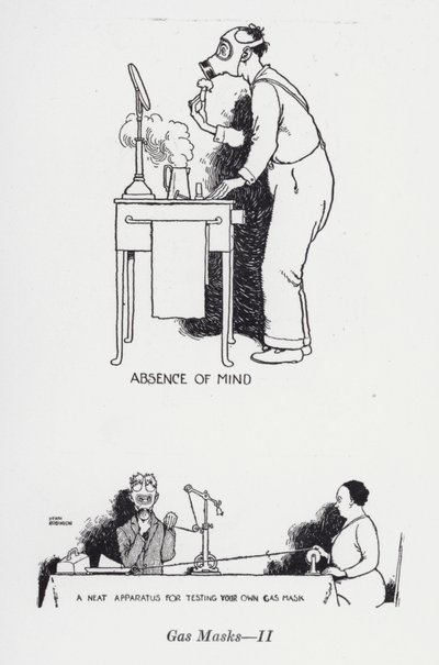 Gasmasker - II (litho) af William Heath Robinson