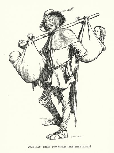 God mand, disse to piger er de tjenestepiger? (litho) af William Heath Robinson