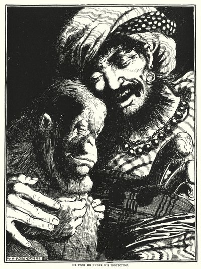 Han tog mig under sin beskyttelse (gravering) af William Heath Robinson