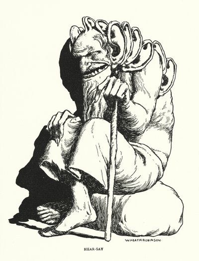 Hør-sige (litho) af William Heath Robinson
