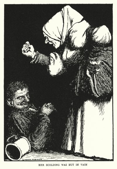 Hendes skældud var kun forgæves (litho) af William Heath Robinson
