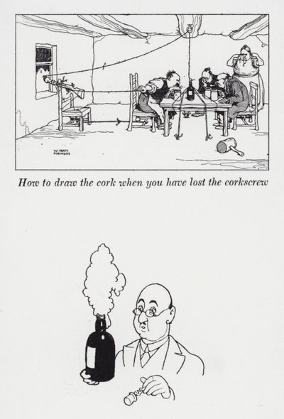 Sådan trækker du proppen, når du har mistet proptrækkeren (litho) af William Heath Robinson