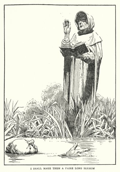 Jeg vil gøre dem til en ret lang prædiken (litho) af William Heath Robinson