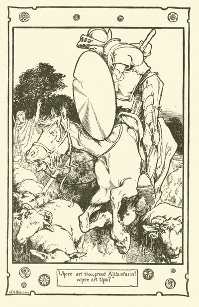 Illustration til Don Quixote (litho) af William Heath Robinson