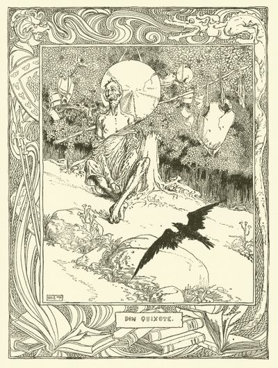 Illustration til Don Quixote (litho) af William Heath Robinson