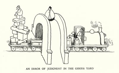 Illustration til Railway Ribaldry af W Heath Robinson (litho) af William Heath Robinson