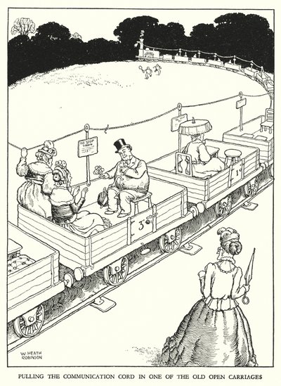 Illustration til Railway Ribaldry af W Heath Robinson (litho) af William Heath Robinson