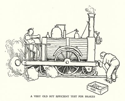 Illustration til Railway Ribaldry af W Heath Robinson (litho) af William Heath Robinson