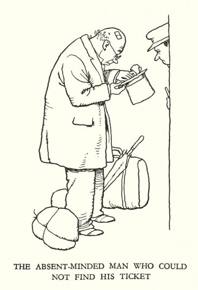 Illustration til Railway Ribaldry af W Heath Robinson (litho) af William Heath Robinson
