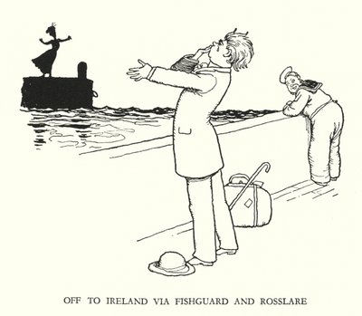 Illustration til Railway Ribaldry af W Heath Robinson (litho) af William Heath Robinson