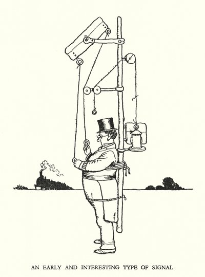 Illustration til Railway Ribaldry af W Heath Robinson (litho) af William Heath Robinson