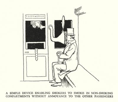 Illustration til Railway Ribaldry af W Heath Robinson (litho) af William Heath Robinson