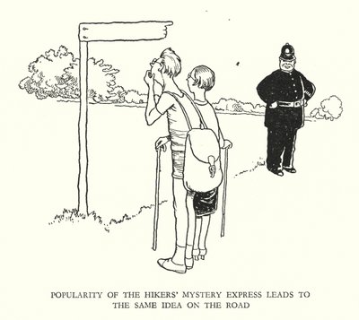 Illustration til Railway Ribaldry af W Heath Robinson (litho) af William Heath Robinson