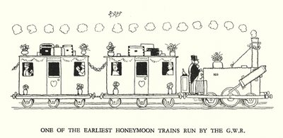 Illustration til Railway Ribaldry af W Heath Robinson (litho) af William Heath Robinson