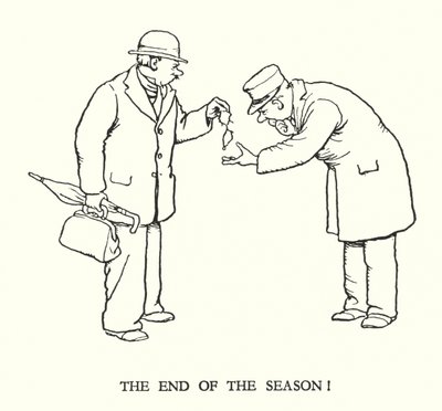 Illustration til Railway Ribaldry af W Heath Robinson (litho) af William Heath Robinson