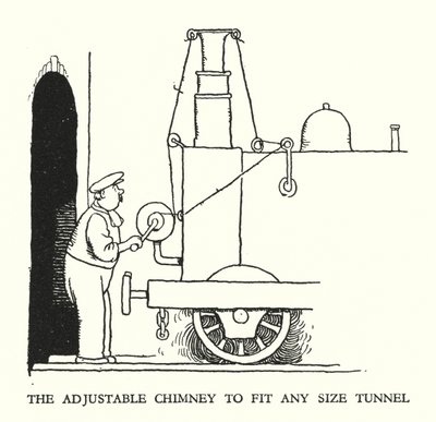 Illustration til Railway Ribaldry af W Heath Robinson (litho) af William Heath Robinson