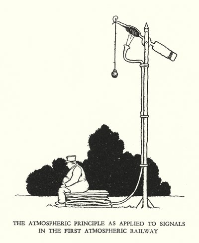 Illustration til Railway Ribaldry af W Heath Robinson (litho) af William Heath Robinson