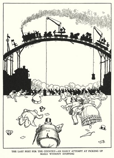 Illustration til Railway Ribaldry af W Heath Robinson (litho) af William Heath Robinson