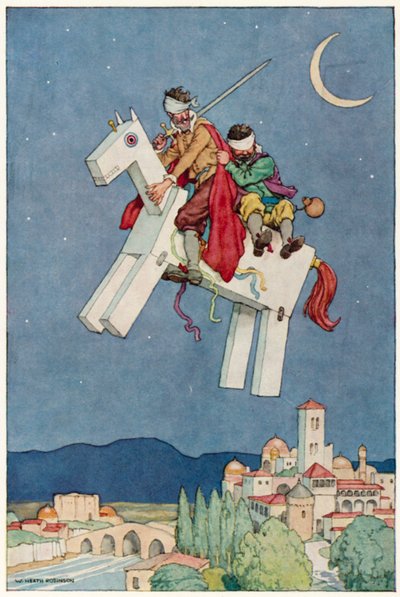 Illustration til Don Quixotes eventyr (farve litho) af William Heath Robinson
