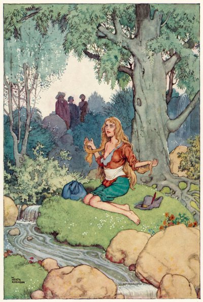 Illustration til Don Quixotes eventyr (farve litho) af William Heath Robinson