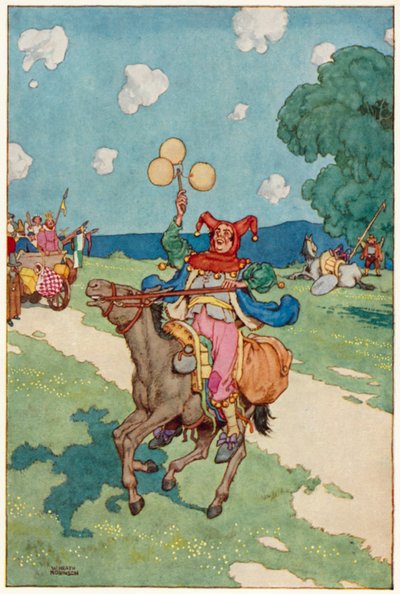 Illustration til Don Quixotes eventyr (farve litho) af William Heath Robinson