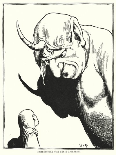 Straks dukkede ånden op (gravering) af William Heath Robinson