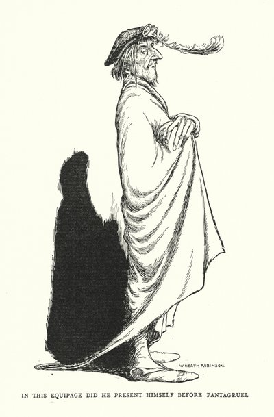 I denne udrustning præsenterede han sig for Pantagruel (litho) af William Heath Robinson