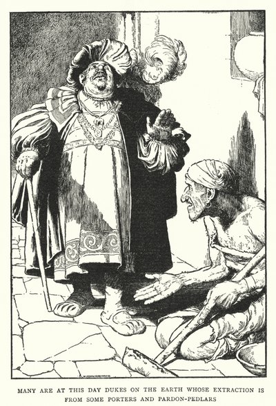 Mange er på denne dag hertuger på jorden, hvis udvinding er fra nogle portører og benådningshandlere (litho) af William Heath Robinson