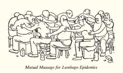 Gensidig massage til Lumbago-epidemier (litho) af William Heath Robinson