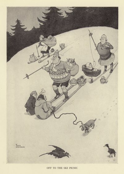Afsted til ski-picnic af William Heath Robinson