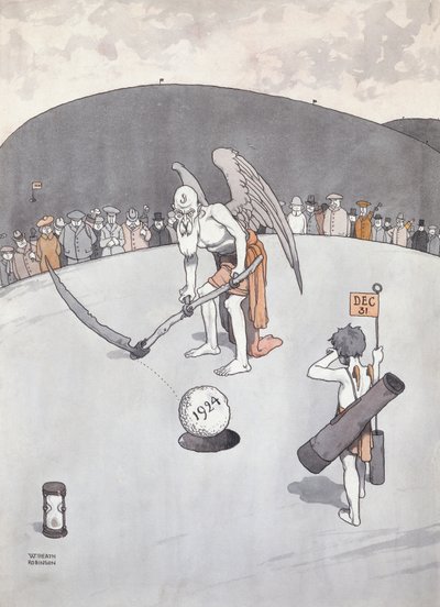 Udlægning af det gamle hul (pen og blæk) af William Heath Robinson