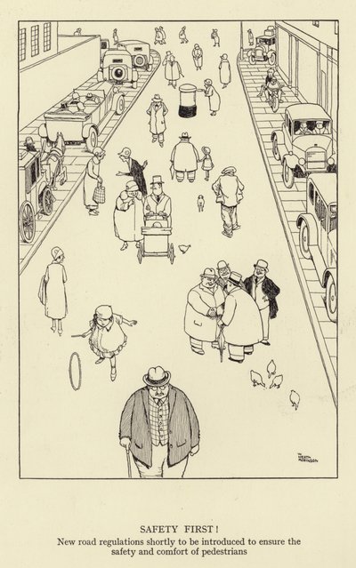 Sikkerhed først! Nye vejregler skal snart indføres for at sikre fodgængeres sikkerhed og komfort af William Heath Robinson