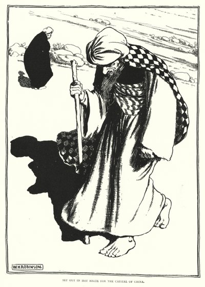 Tag afsted i varm hast til Kinas hovedstad (gravering) af William Heath Robinson