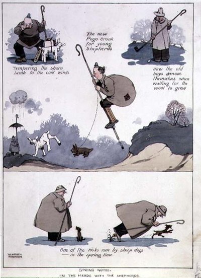 Forårsnoter - I mjøden med hyrderne (akvarel) af William Heath Robinson