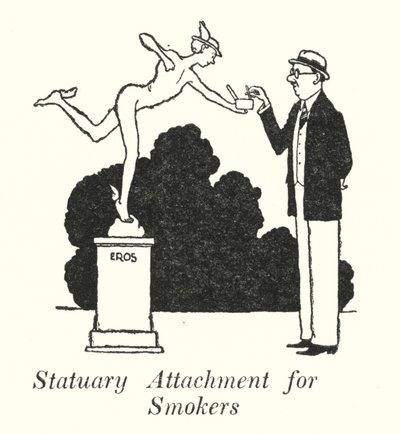 Statuære tilbehør til rygere (litho) af William Heath Robinson